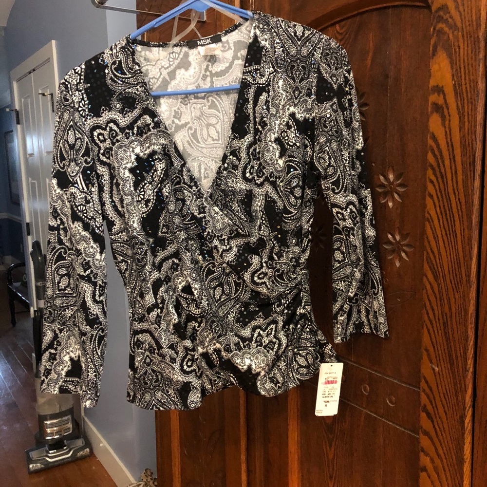 Black and white sparkly top